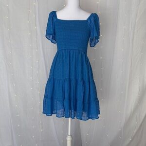 Rewind Royal Blue Smocked Mini Dress